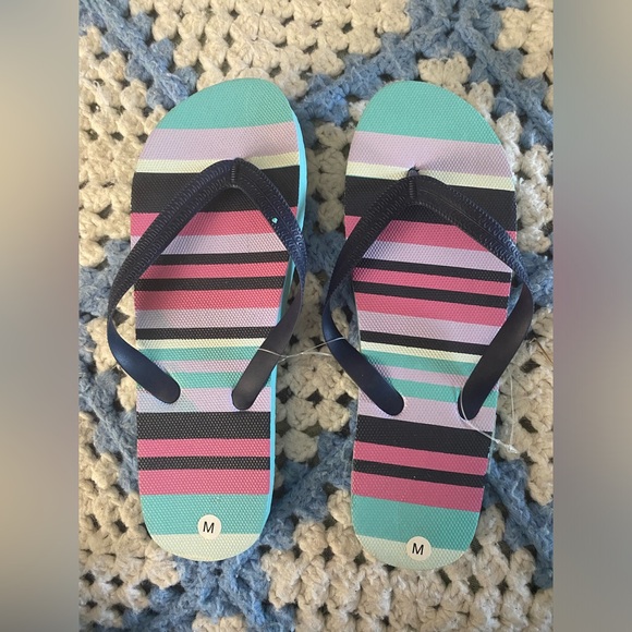 Shoes - Colorful Striped Flip Flops - Medium (~ size 5)